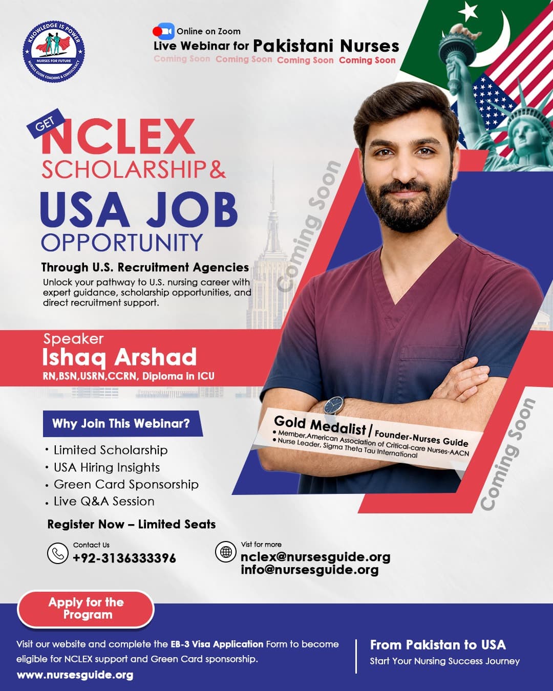 NCLEX Scholarship & USA Job Opportunity — webinar poster